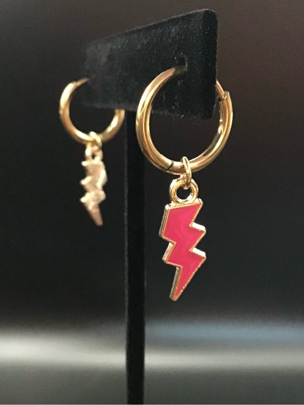 18k Gold Plated Pink Lightning Earrings